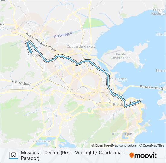 Mapa da linha 651B de ônibus