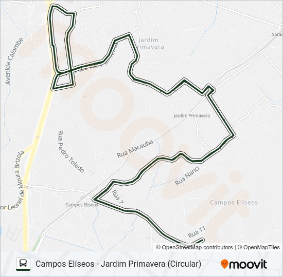 Mapa da linha 024 de ônibus