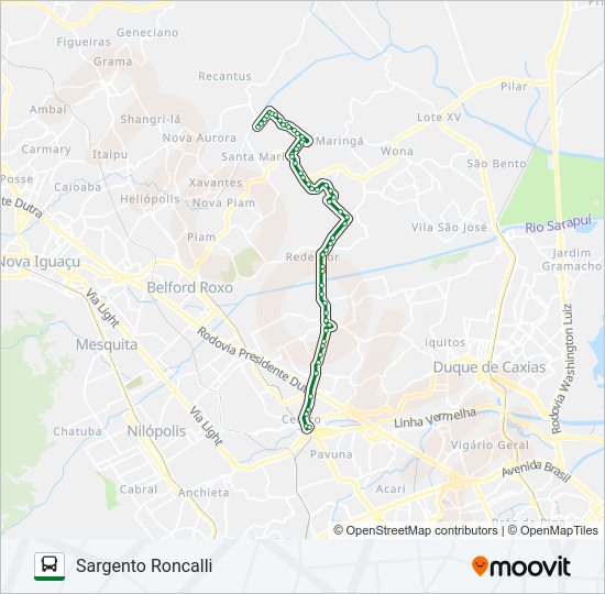 Mapa da linha 722I de ônibus