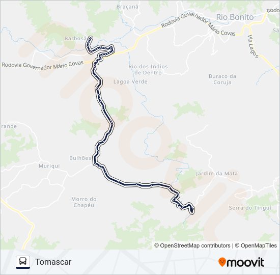 Mapa da linha MINÉRIOS - TOMASCAR de ônibus