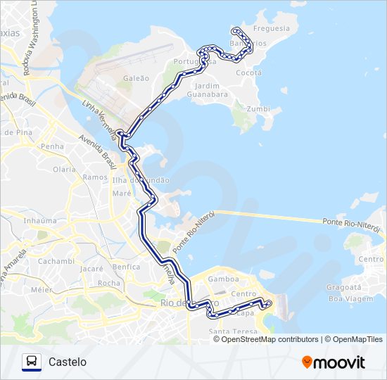 Mapa da linha 321 de ônibus