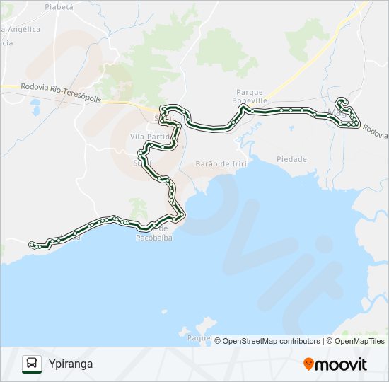 Mapa da linha 1011 de ônibus