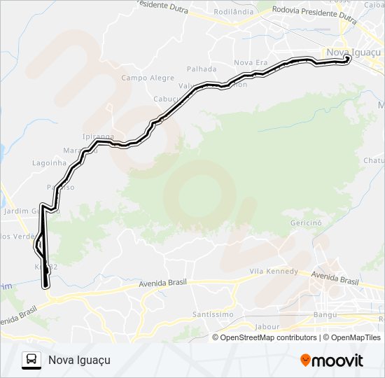 Mapa da linha 2002 de ônibus