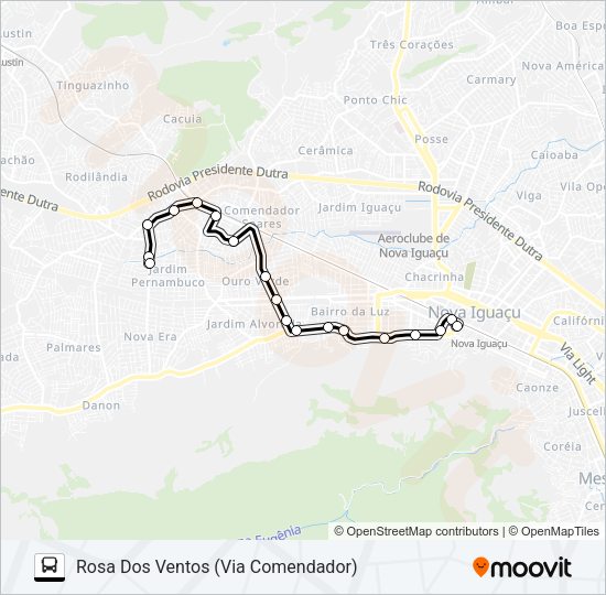 Mapa da linha 2003 de ônibus