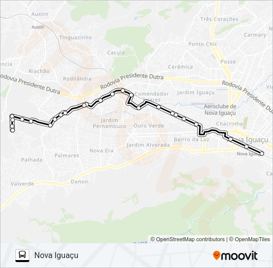 Mapa da linha 2005 de ônibus