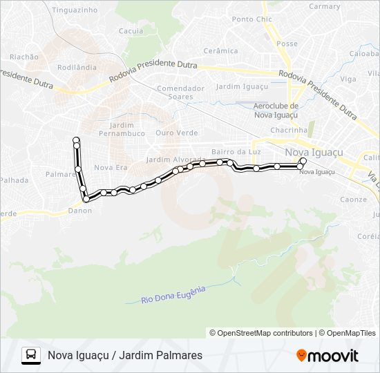 Mapa da linha 2010 de ônibus