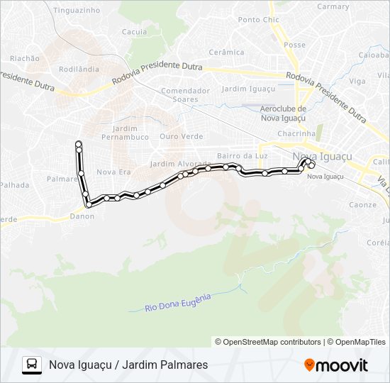 Mapa da linha 2010 de ônibus