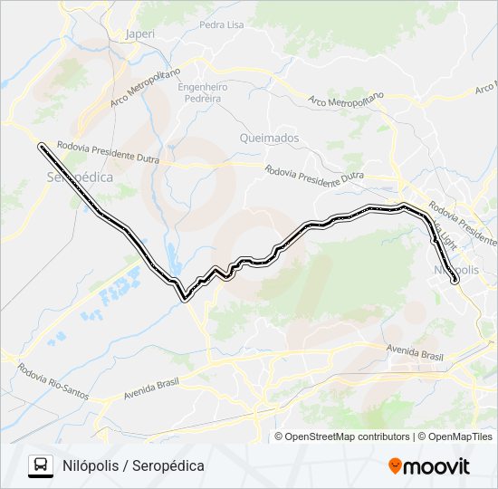 Mapa da linha 544P de ônibus