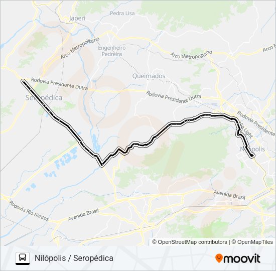 Mapa da linha 544P de ônibus