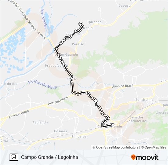 Mapa da linha 704P de ônibus