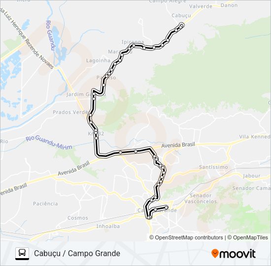 Mapa da linha 742P de ônibus