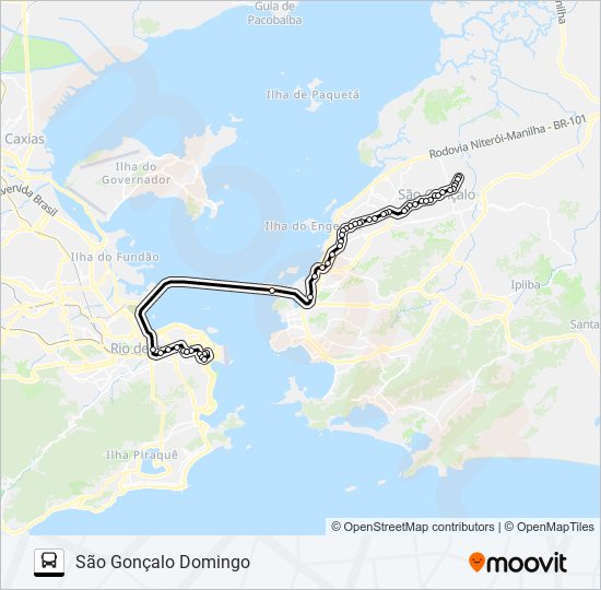 Mapa da linha 110 de ônibus