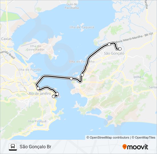 Mapa da linha 2110 de ônibus