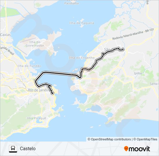 Mapa da linha 2545 de ônibus