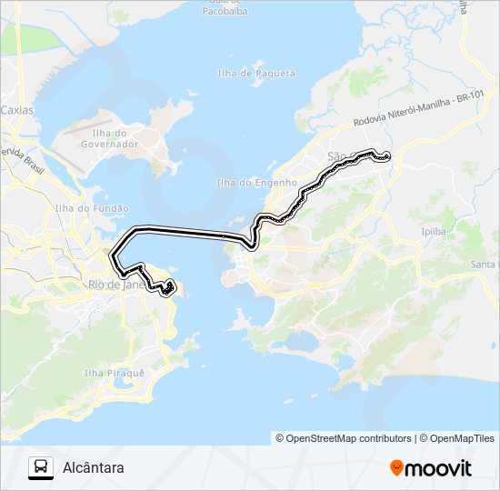 Mapa da linha 2545 de ônibus