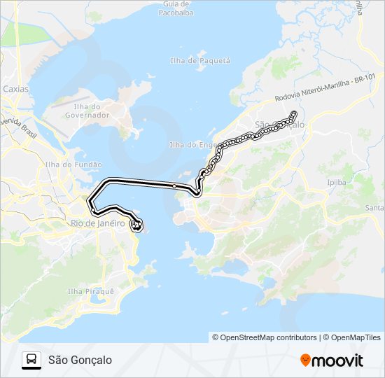 Mapa da linha 4110 de ônibus