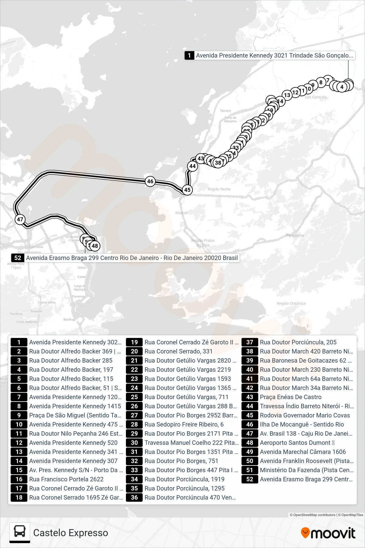 4545 bus Line (Castelo Expresso) route and stops on a map