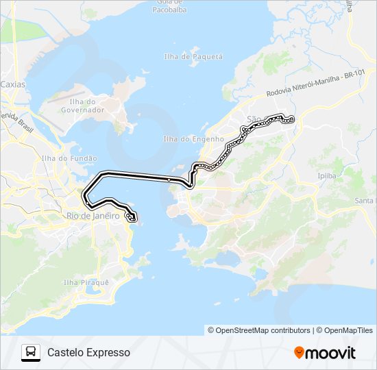 Mapa da linha 4545 de ônibus