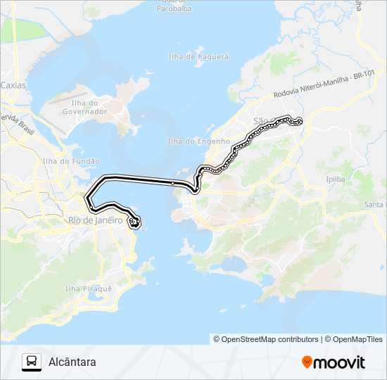 Mapa da linha 4545 de ônibus