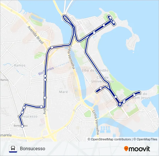 UFRJ - BONSUCESSO Bus Line Map