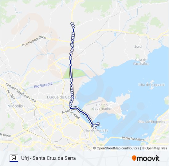 UFRJ - SANTA CRUZ DA SERRA bus Line Map