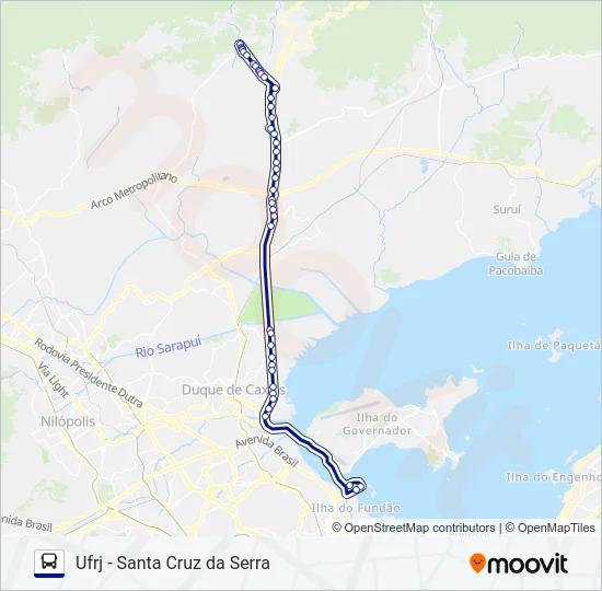 UFRJ - SANTA CRUZ DA SERRA Bus Line Map