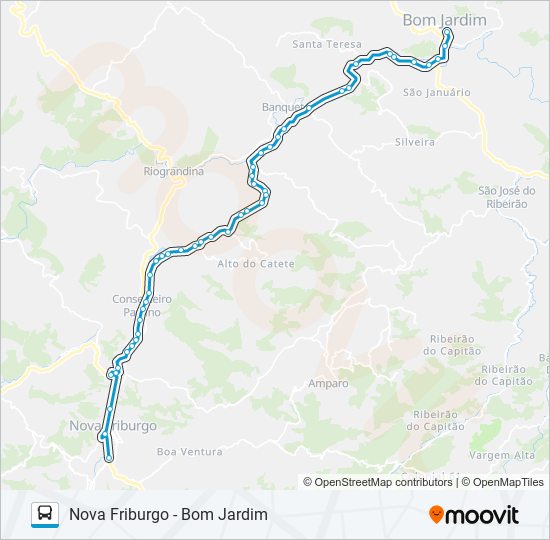 Mapa da linha S115 de ônibus