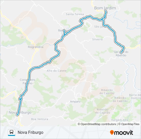 Mapa da linha S402 de ônibus