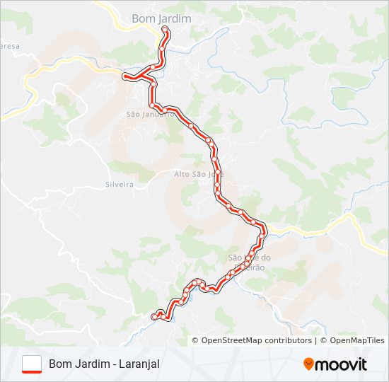 Mapa de BOM JARDIM - LARANJAL de autobús