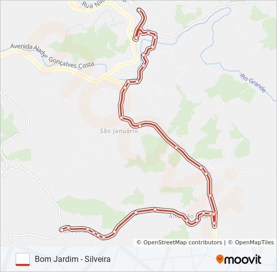 Mapa da linha BOM JARDIM - SILVEIRA de ônibus