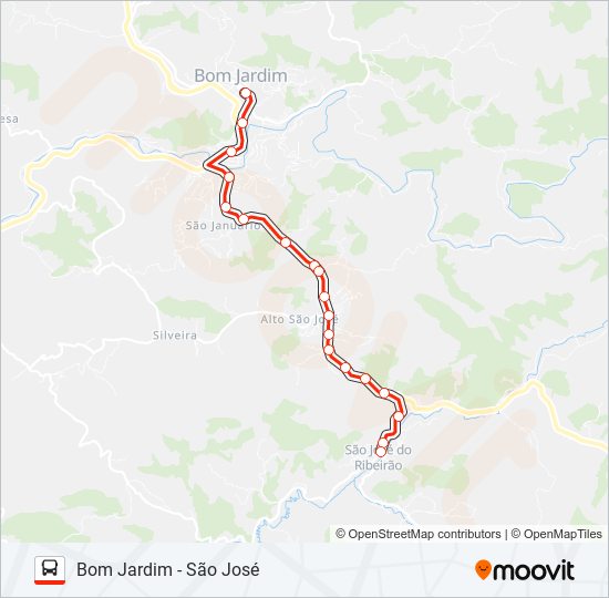 Mapa da linha BOM JARDIM - SÃO JOSÉ de ônibus