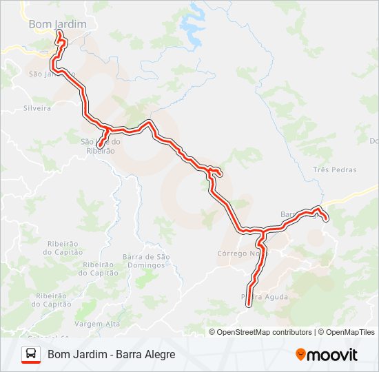 Mapa da linha BOM JARDIM - BARRA ALEGRE de ônibus