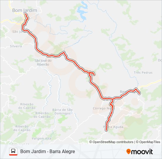 Mapa da linha BOM JARDIM - BARRA ALEGRE de ônibus