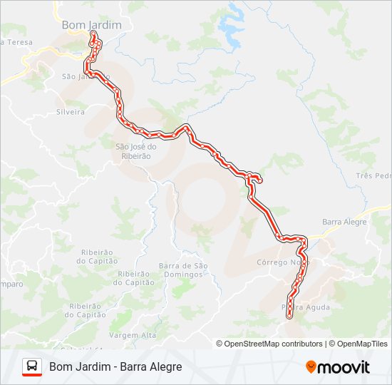 Mapa da linha BOM JARDIM - BARRA ALEGRE de ônibus