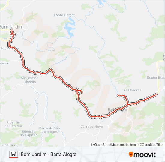 Mapa da linha BOM JARDIM - BARRA ALEGRE de ônibus