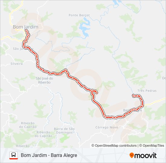 Mapa da linha BOM JARDIM - BARRA ALEGRE de ônibus