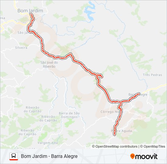 Mapa da linha BOM JARDIM - BARRA ALEGRE de ônibus