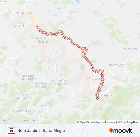 Mapa da linha BOM JARDIM - BARRA ALEGRE de ônibus
