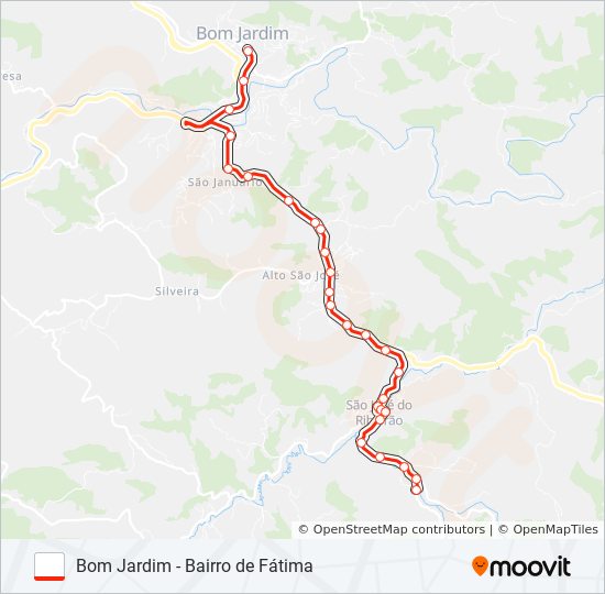Mapa da linha BOM JARDIM - BAIRRO DE FÁTIMA de ônibus