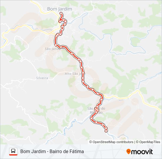 Mapa da linha BOM JARDIM - BAIRRO DE FÁTIMA de ônibus