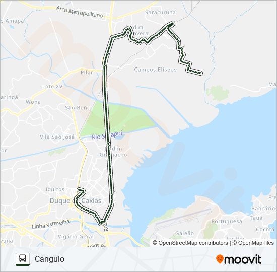 Mapa de 025A de autobús