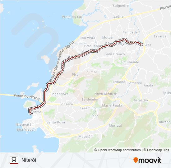 Mapa da linha 408 de ônibus