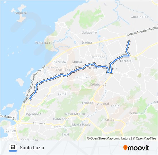 Mapa da linha 13B de ônibus