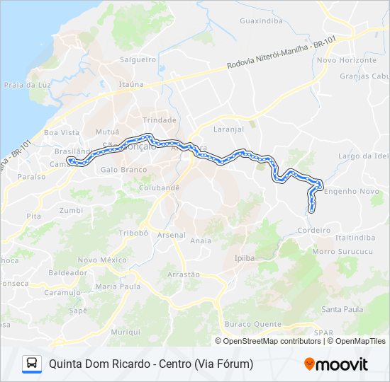 Mapa da linha 49B de ônibus