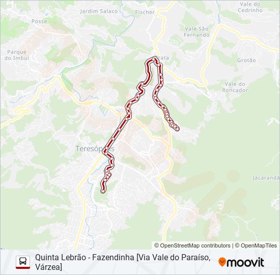 Mapa da linha 51A de ônibus