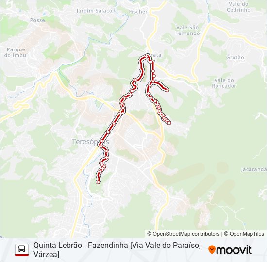 Mapa da linha 51A de ônibus