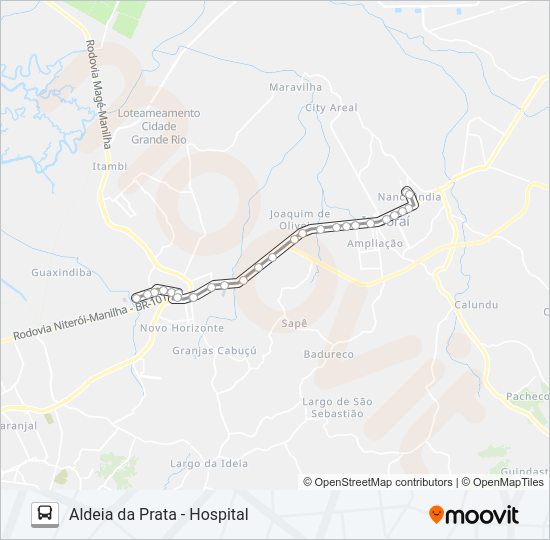 Mapa da linha 73 de ônibus