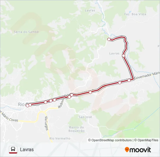 RIO BONITO - LAVRAS Bus Line Map