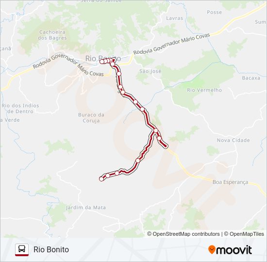 Mapa da linha RIO BONITO - CATIMBAU de ônibus