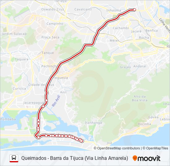 Mapa da linha 425T de ônibus